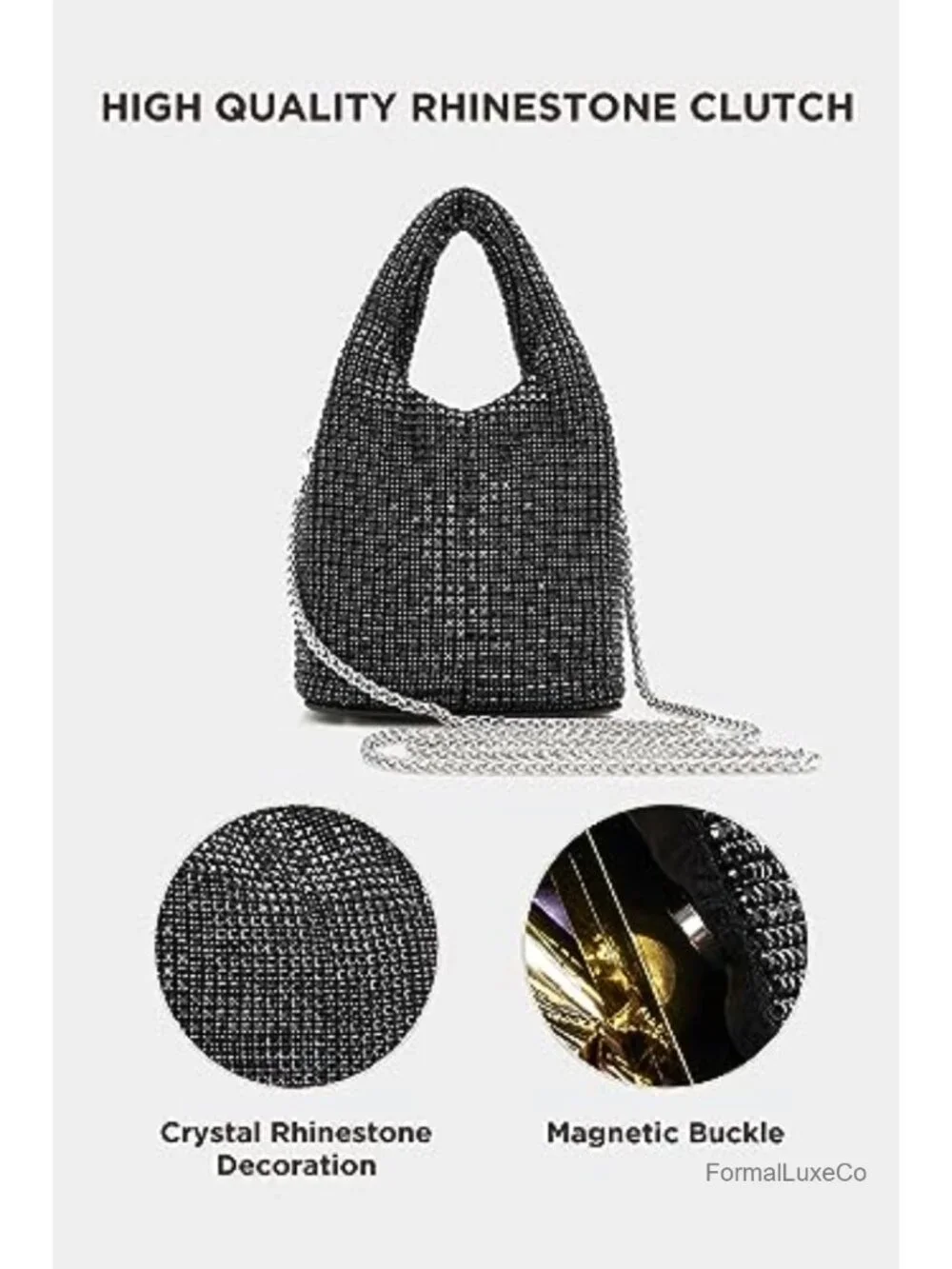 Sparkling Rhinestone Clutch Purse Evening Bag Party Prom Wedding Handbag - Picture 4 of 6